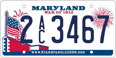 MD license plate 2AC3467