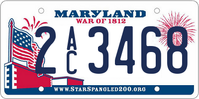 MD license plate 2AC3468