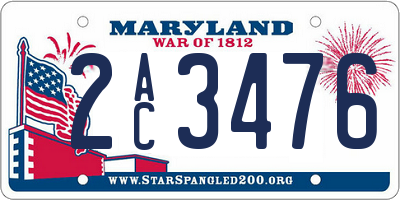 MD license plate 2AC3476