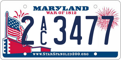 MD license plate 2AC3477