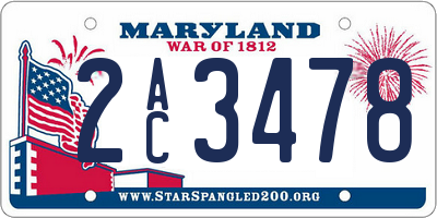 MD license plate 2AC3478