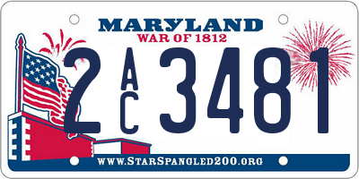 MD license plate 2AC3481