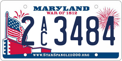MD license plate 2AC3484