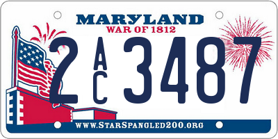 MD license plate 2AC3487
