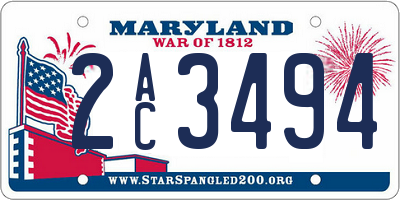 MD license plate 2AC3494