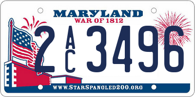 MD license plate 2AC3496