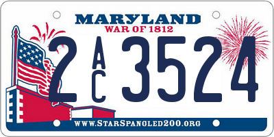MD license plate 2AC3524