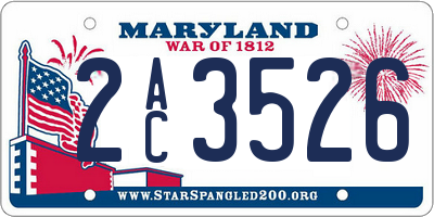 MD license plate 2AC3526