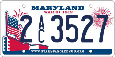 MD license plate 2AC3527