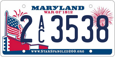 MD license plate 2AC3538