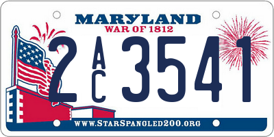MD license plate 2AC3541