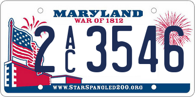 MD license plate 2AC3546