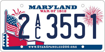 MD license plate 2AC3551