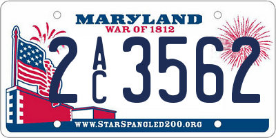 MD license plate 2AC3562