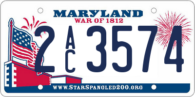 MD license plate 2AC3574