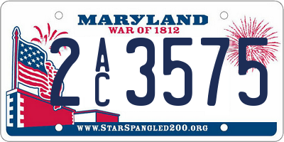 MD license plate 2AC3575