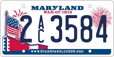 MD license plate 2AC3584