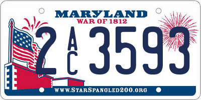 MD license plate 2AC3593
