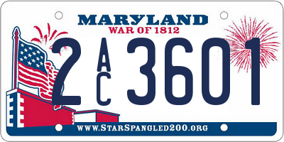 MD license plate 2AC3601
