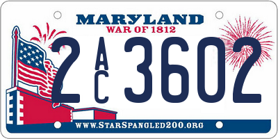 MD license plate 2AC3602