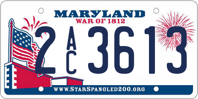 MD license plate 2AC3613