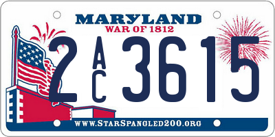 MD license plate 2AC3615