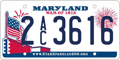 MD license plate 2AC3616
