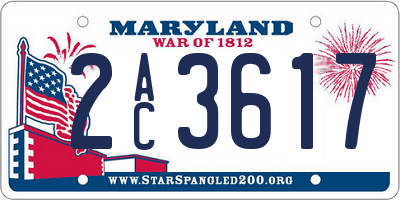 MD license plate 2AC3617