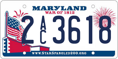 MD license plate 2AC3618