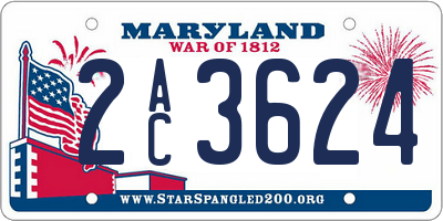 MD license plate 2AC3624