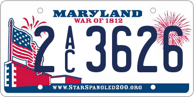 MD license plate 2AC3626