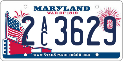 MD license plate 2AC3629