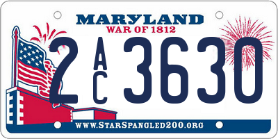 MD license plate 2AC3630
