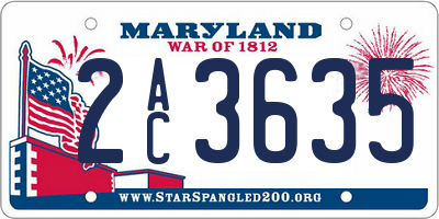 MD license plate 2AC3635