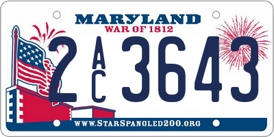 MD license plate 2AC3643