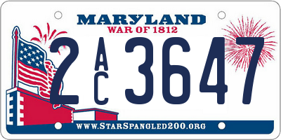 MD license plate 2AC3647
