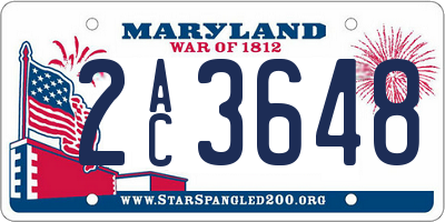 MD license plate 2AC3648