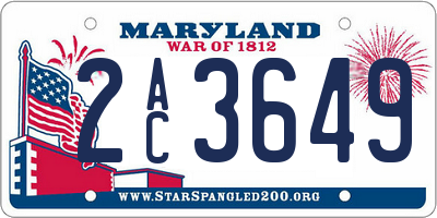 MD license plate 2AC3649