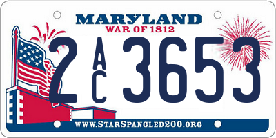 MD license plate 2AC3653