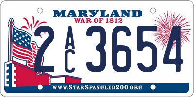 MD license plate 2AC3654