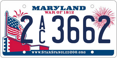 MD license plate 2AC3662
