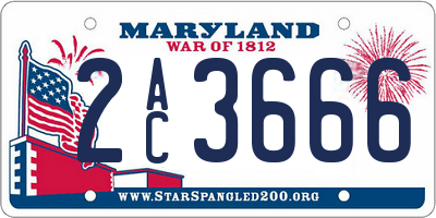 MD license plate 2AC3666