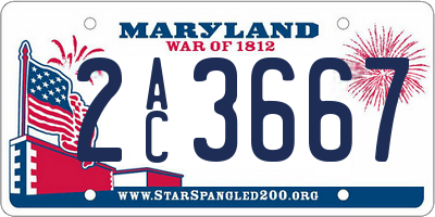 MD license plate 2AC3667
