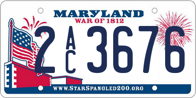 MD license plate 2AC3676