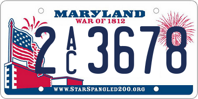MD license plate 2AC3678