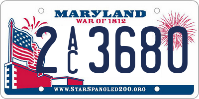 MD license plate 2AC3680