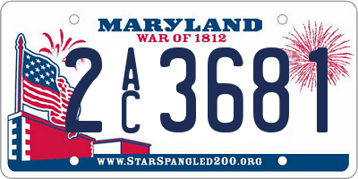 MD license plate 2AC3681