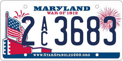MD license plate 2AC3683