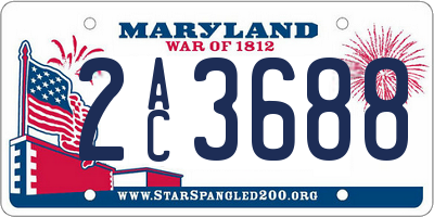 MD license plate 2AC3688