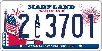 MD license plate 2AC3701